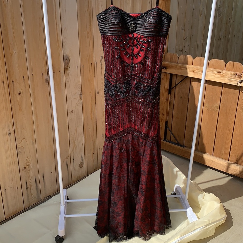 Long Strapless Prom Dress